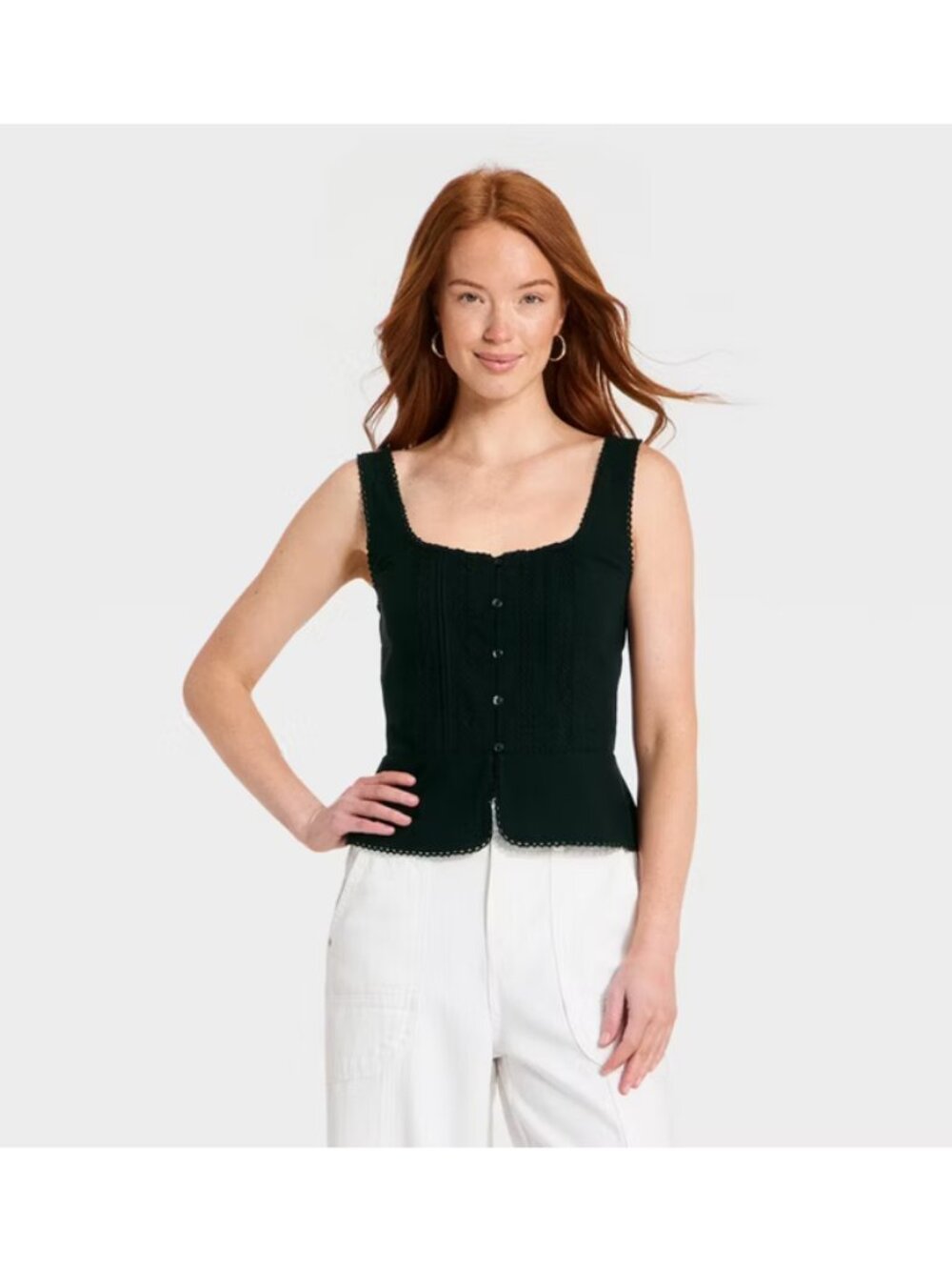 Women's Crafted Lace Tank Top - Universal Thread Black XS